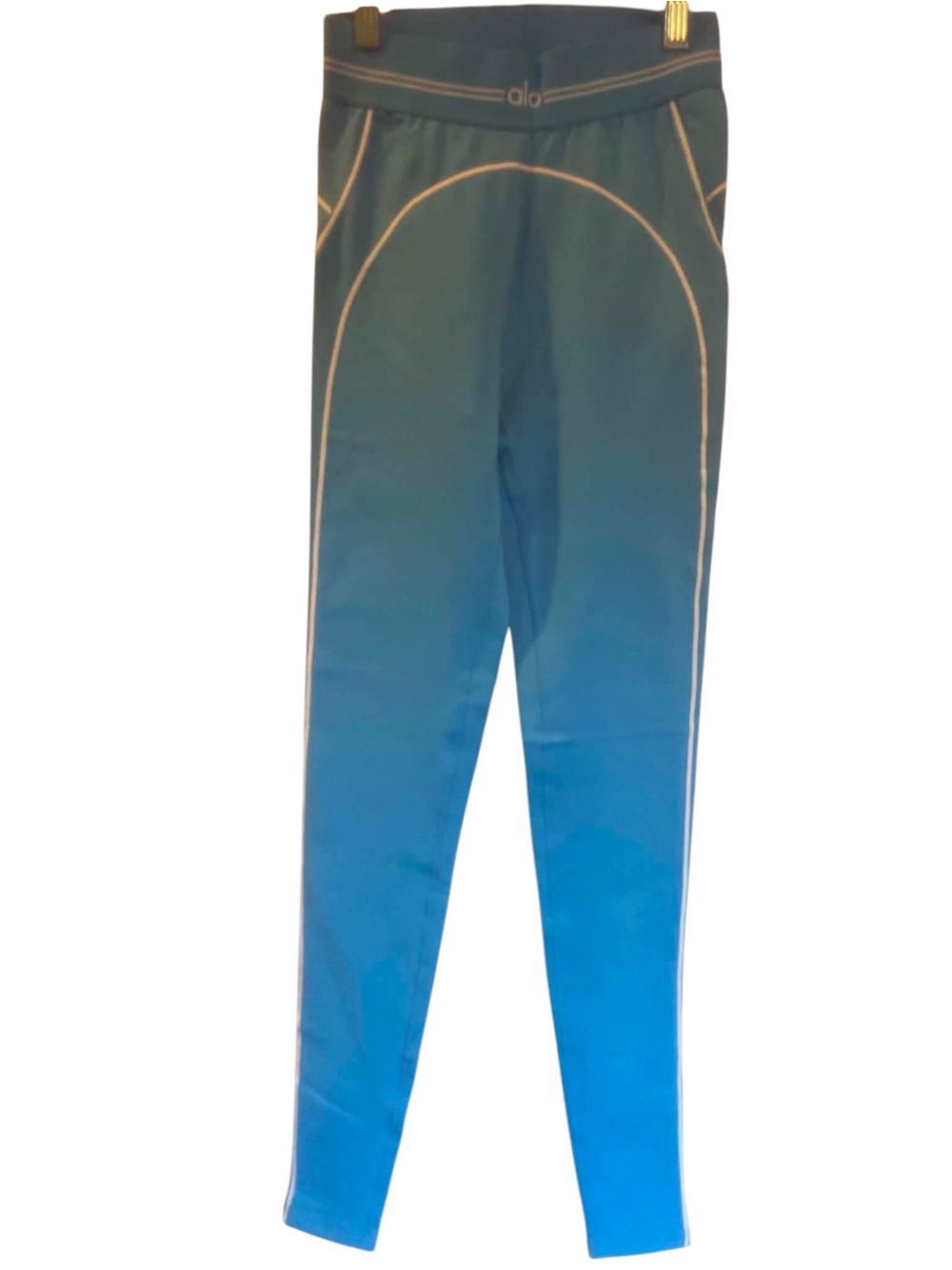 NWT Alo Yoga High-Waist Heart Throb Legging Size XXS AZURE BLUE/WHITE